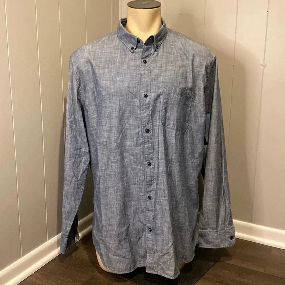banana republic grant fit dress shirt Banana Republic Grant Fit Mens Long Sleeve Non-Iron Dress Shirt Plaid Blue Large